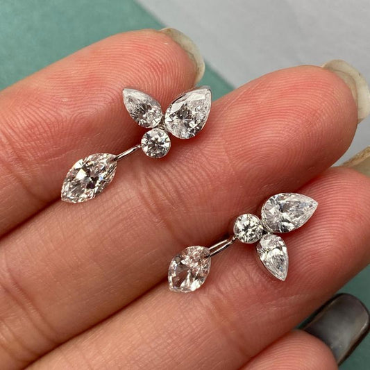 Primiana 2025 Hot Sale Special Design 18K Pear Shape Earrings Perforation Lab Diamond Girlfriend Gift