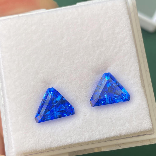 Pirmiana Triangle shape Lab Grown Cobalt Spinel Loose Gemstones for Jewelry Making
