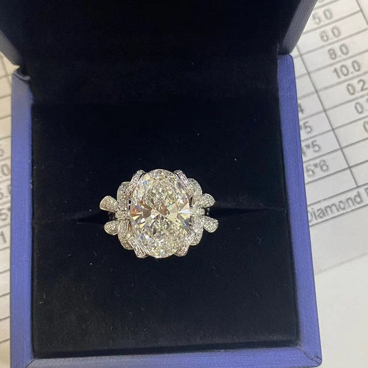 Ruif Customize 18k Gold about 7ct E VS1 Oval Lab Grown Diamond Rings for Women Wedding