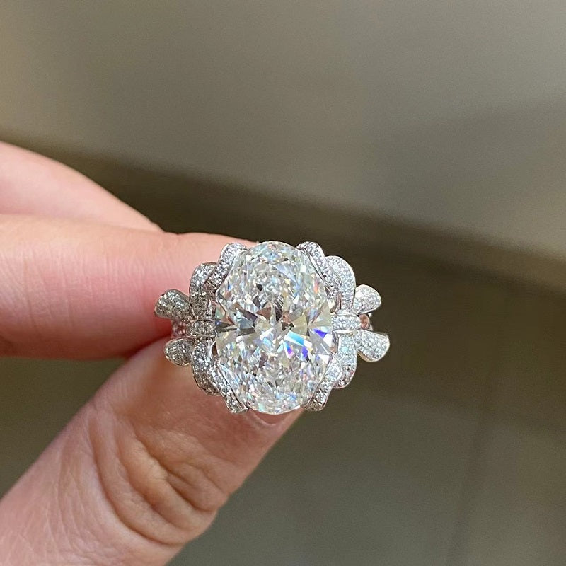 Ruif Customize 18k Gold about 7ct E VS1 Oval Lab Grown Diamond Rings for Women Wedding