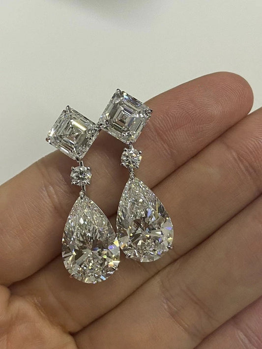 RUIF Luxury Elegant 18k Gold about 7ct F VS1 Pear Lab Grown Diamond Earrings for Women Wedding Gift Fine Jewelry