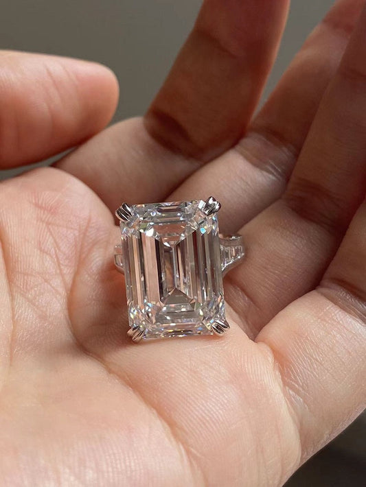 Ruif Custom Make 18k Gold Luxury 20ct F VS1 Emerald Cut Lab Grown Diamons Rings for Women Wedding Rings