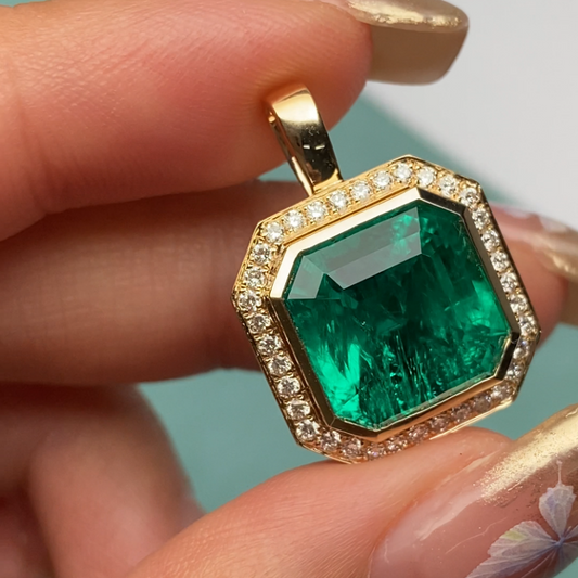 Primiana 2025 New Classic Style18K 11.5mm Asscher Shape And Side Stone Lab Diamond Pendant Girlfriend Gift