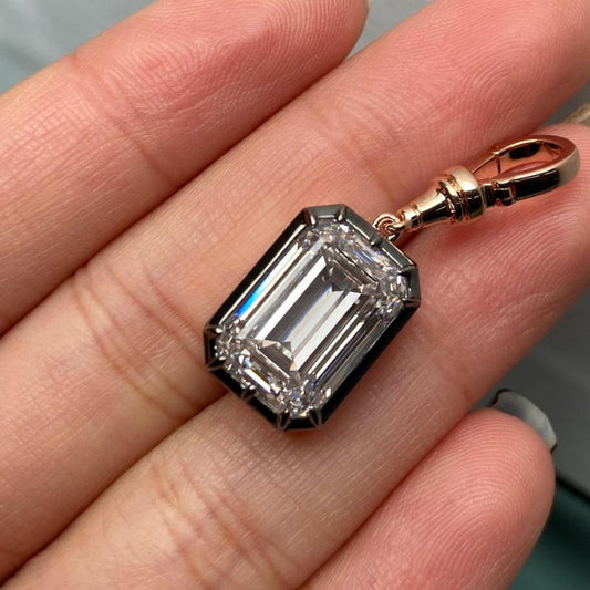 Primiana 2025 Hot Sale New Classic Style14K Black And rose gold 7ct Emerald Shape Necklace Pendant With IGI Certificate Lab Diamond Girlfriend Gift