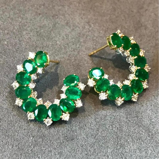 Primiana 2025 Hot Sale New Classic Style18K 4x5mm Oval Shape Earrings And Side Stone Lab Diamond Girlfriend Gift