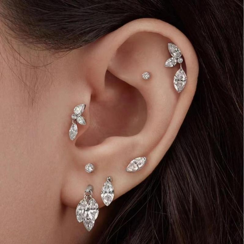 Primiana 2025 Hot Sale Special Design 18K Pear Shape Earrings Perforation Lab Diamond Girlfriend Gift