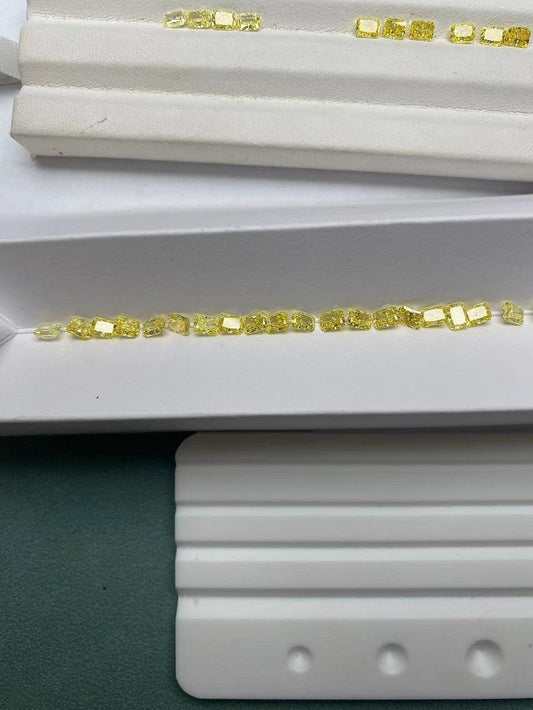 Ruif High Quality Radiant Cut 0.3ct Yellow Lab Grown Diamond for Eternity Rings Making HPHT Without Certificate