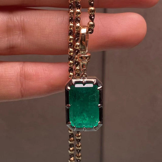 Ruif Luxury 14k Gold With Nice Inclusion 8ct Lab Grown Emerald Pendant Necklace for Women Fine Jwelry Gift