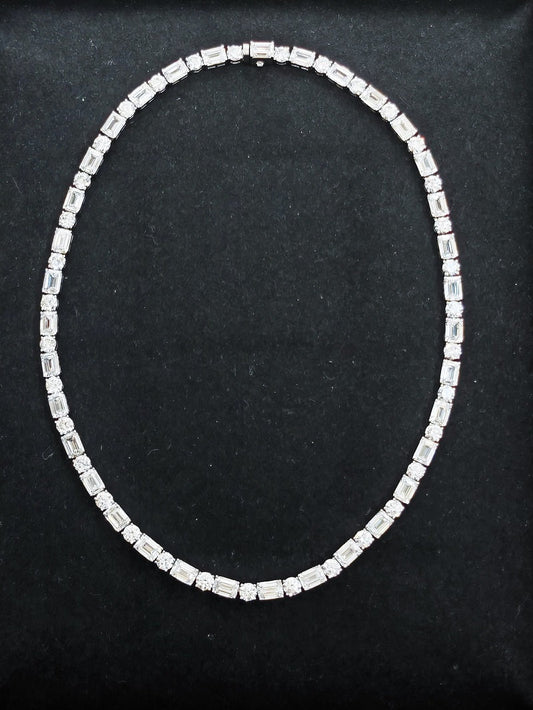 PT950 Customied 1ct Emerald cut 0.4ct Round Cut Elegant Lab Grown Diamond Necklace for Women Party Gift Jewelry