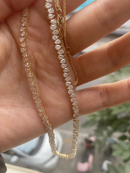 Ruif Customize Exquisite14k Gold 0.08ct Pear Lab Grown Diamond Necklace for Wome Fine Jewelry Gift