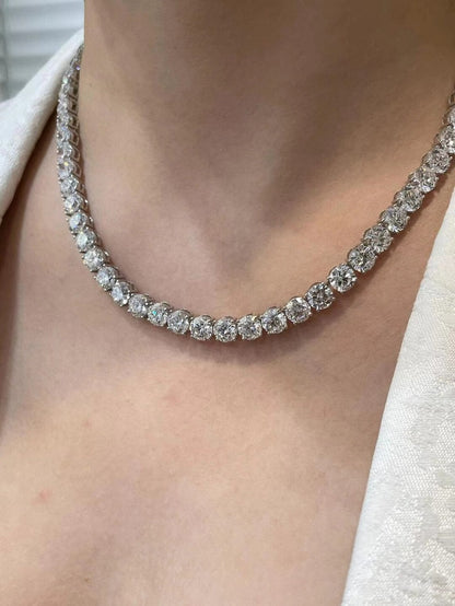 Ruif Customize 16 Inches 18k Gold 1ct Round Cut Lab Grown Diamond Tennis Necklace for Women Sparkling Full Diamond Luxury Jewelry