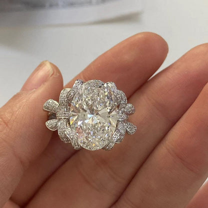 Ruif Customize 18k Gold about 7ct E VS1 Oval Lab Grown Diamond Rings for Women Wedding
