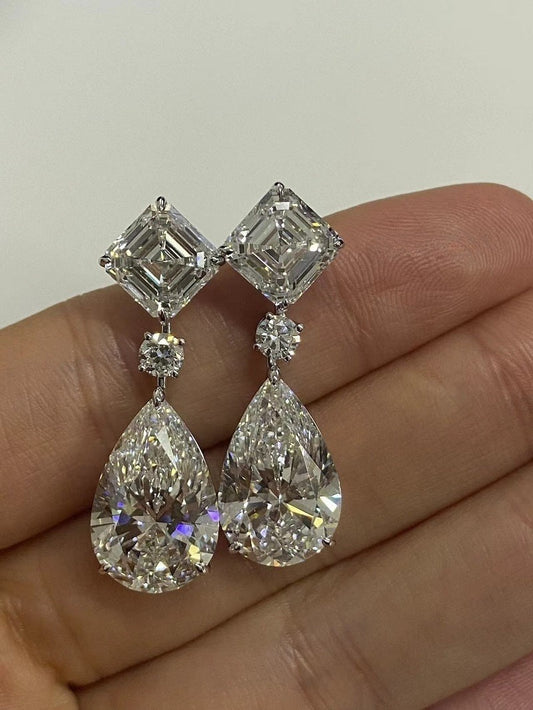 RUIF Luxury Elegant 18k Gold about 7ct F VS1 Pear Lab Grown Diamond Earrings for Women Wedding Gift Fine Jewelry
