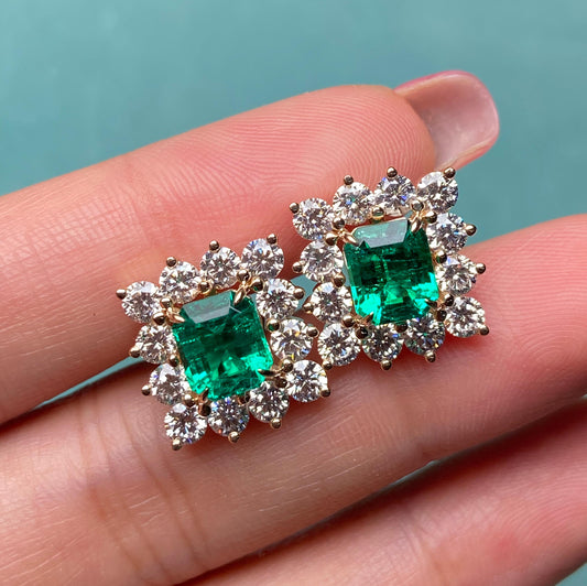 Primiana 2025 New Classic Style14K Emerald Shape 5x6mm And Side Stone Lab Diamond Girlfriend Gift