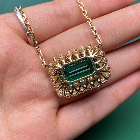 Primiana 2025 New Classic Style14K Emerald Shape12.86ct Necklace 2.25mm 40+5CM Chain Girlfriend Gift