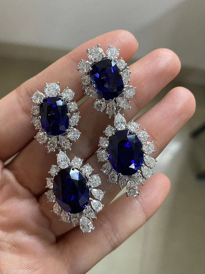 Ruif Customized 9k Lab Grown Sapphire Earrings for Women Bridal Promise Jewelry Birthday Gift