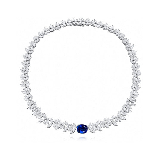 Sapphire Pendants Necklace JewPirmiana 2024 New Fashion S925 Silver Necklace 14.42ct Lab Grownelry For Wedding Party Gift