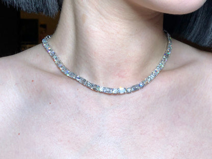PT950 Customied 1ct Emerald cut 0.4ct Round Cut Elegant Lab Grown Diamond Necklace for Women Party Gift Jewelry